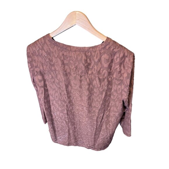 Chico's NWT Brown Dusty Pink Burnout Three Quarter Sleeve Tunic Style Top SZ L - Picture 2 of 7